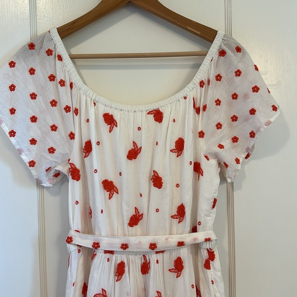 Anthropologie Esme Embroidery Maxi Dress | White + Red | Size Medium - Picture 12 of 13